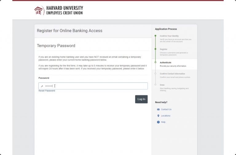 Set temporary password on HUECU online banking